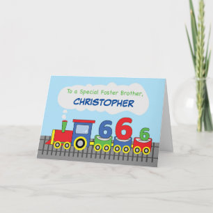 Foster Brother 6th Birthday Colorful Train Track Kaart