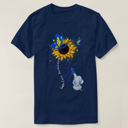 Foster Care Awareness Sunflower Elephant Men Women T-shirt (Design voorkant)