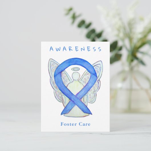 Foster Care Blue Awareness Lint Engel Kaarten (Staand voorkant)