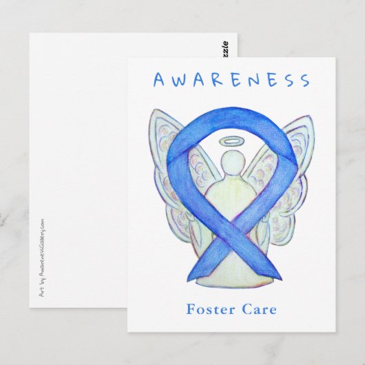 Foster Care Blue Awareness Lint Engel Kaarten (Voorkant / Achterkant)