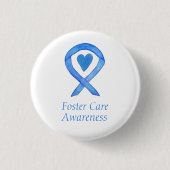 Foster Care Blue Awareness Lint Hartspelden Ronde Button 3,2 Cm (Voorkant)
