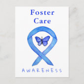 Foster Care Blue Awareness Lint Vlinder Kaarten (Voorkant)