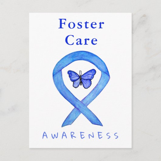 Foster Care Blue Awareness Lint Vlinder Kaarten (Voorkant)