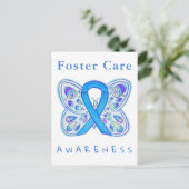 Foster Care Blue Awareness Lint Vlinder Kaarten (Staand voorkant)