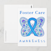 Foster Care Blue Awareness Lint Vlinder Kaarten (Voorkant / Achterkant)