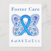 Foster Care Blue Awareness Lint Vlinder Kaarten (Voorkant)