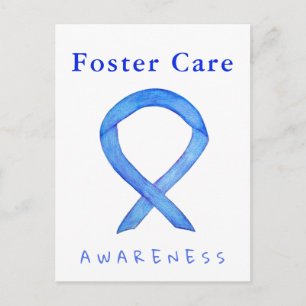 Foster Care Blue Awareness Ribbon Custom Briefkaar Briefkaart