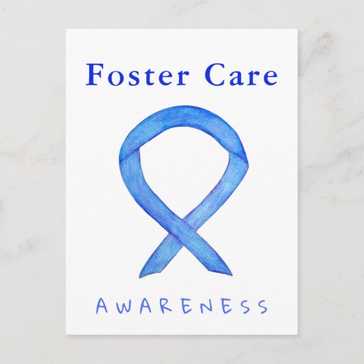 Foster Care Blue Awareness Ribbon Custom Briefkaar Briefkaart (Voorkant)