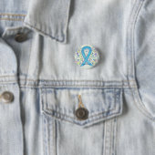 Foster Care Blue Butterfly Awareness Ribbon Pin Ronde Button 3,2 Cm (In situ)