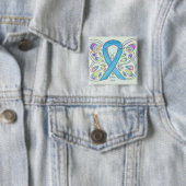 Foster Care Blue Butterfly Awareness Ribbon Pin Vierkante Button 5,1 Cm (In situ)