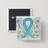 Foster Care Blue Butterfly Awareness Ribbon Pin Vierkante Button 5,1 Cm (Voorkant /achterkant)