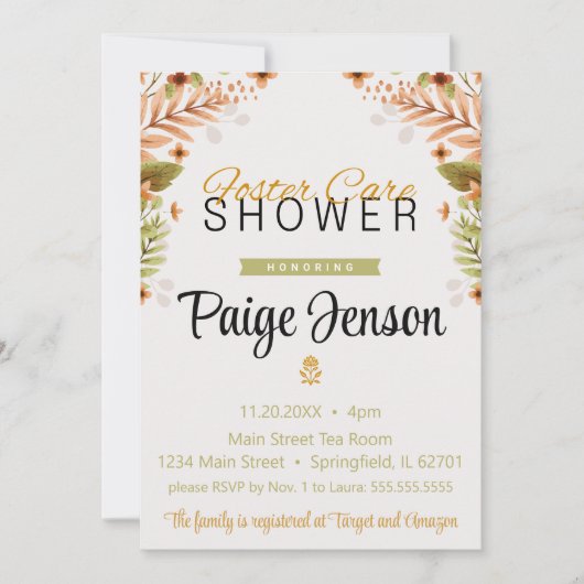 Foster Care Douche Groene en Bruine Botanicals Kaart (Voorkant)