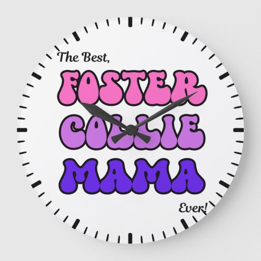 Foster Collie Mom Clock Grote Klok (Voorkant)