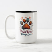 Foster Dog Love-Change Lives Paw Print Mok (Links)