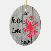 Foster Love - Gepersonaliseerd roze Snowflakes Ado Keramisch Ornament (Rechts)