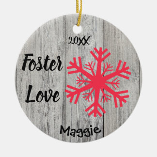 Foster Love - Gepersonaliseerd roze Snowflakes Ado Keramisch Ornament