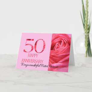 Foster Parents Jubileum Card Pink Rose Kaart