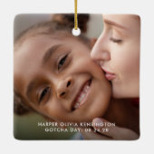 Foster-serie eerste kerstfoto adoptie keramisch ornament (Achterkant)