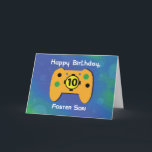 Foster Son 10 jaar oude 'Birthday Gamer Controller Kaart<br><div class="desc">Deze leuke kaart wordt geleverd met een aanpassingsoptie aan de voorzijde, zodat u deze kaart niet alleen kunt gebruiken voor een pleegzoon, maar ook voor iedereen die met u verwant is. Als je groeten moet sturen naar iemand op zijn tiende verjaardag, dan is dit misschien een van je beste keuzes....</div>
