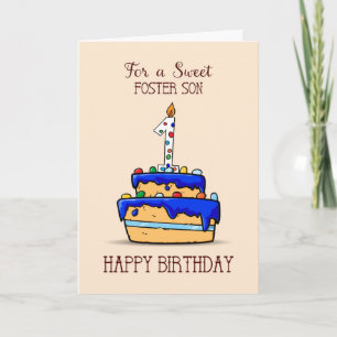 Foster Son 1st Birthday, 1 op Sweet Blue Cake Kaart