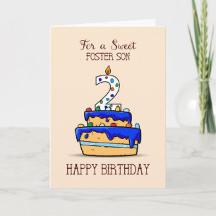 Foster Son 2nd Birthday, 2 op Sweet Blue Cake Kaart