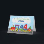 Foster Son 4th Birthday Colorful Train on Track Kaart<br><div class="desc">Het is het beste moment om jezelf een kopie te bestellen van deze briljante kaart die we hebben ontworpen om leuke vierde verjaardag groeten te sturen naar een dierbare pleegzoon. U kunt dit ook aanpassen met zijn naam op de omslag.</div>