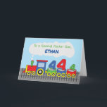Foster Son 4th Birthday Colorful Train on Track Kaart<br><div class="desc">Het is het beste moment om jezelf een kopie te bestellen van deze briljante kaart die we hebben ontworpen om leuke vierde verjaardag groeten te sturen naar een dierbare pleegzoon. U kunt dit ook aanpassen met zijn naam op de omslag.</div>