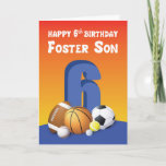 Foster Son 6th Birthday Sports Balls Kaart<br><div class="desc">Zes soorten sportballen voor zijn zesde verjaardag lijken een leuk idee. Als u denkt dat uw pleeggezin deze kaart graag wil ontvangen,  dan is het nu uw wens om deze kaart te gebruiken.</div>