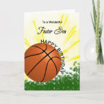 Foster Son Basketball Birthday Card Kaart<br><div class="desc">Geef je basketbal liefhebbende pleegzoon een honkbal- en vleermuiskaart met een explosief basketbalthema! Een basketbal en een knuppel met de woorden "Op een prachtige pleegzoon".</div>