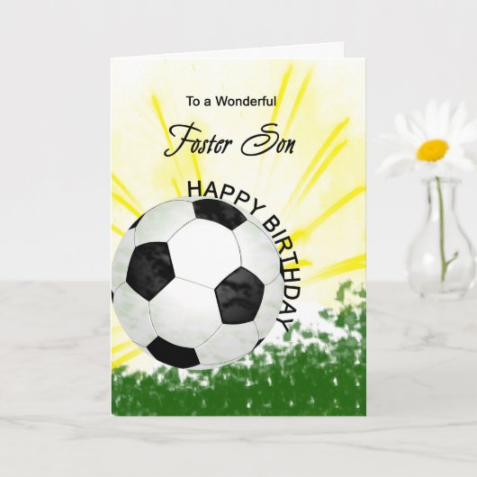 Foster Son Birthday Soccer Card Kaart (Kleine Plant)