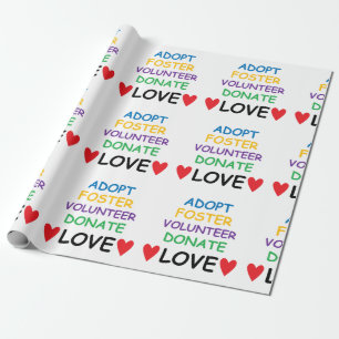 Foster Volunteer Donate Love Gift Wrap aannemen Cadeaupapier