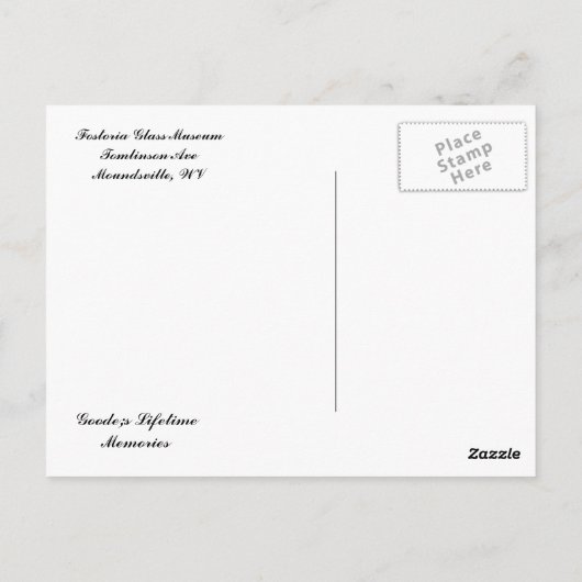 Fostoria Glasmuseum Briefkaart (Achterkant)