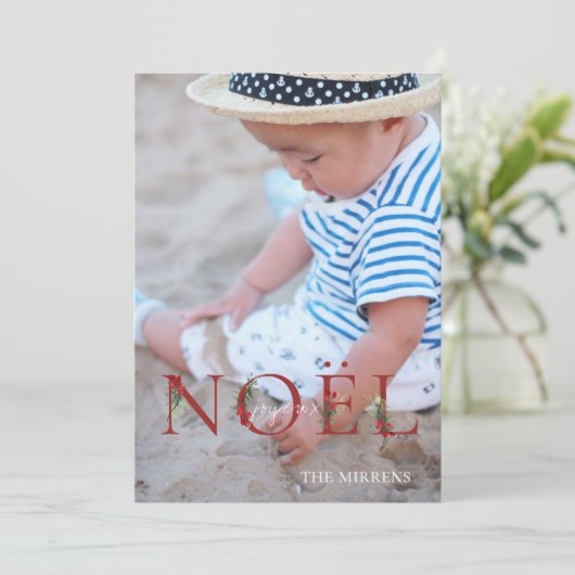 Fotanische NOEL-feestdag-fotokaart met toevoeging  Feestdagenkaart (Staand voorkant)