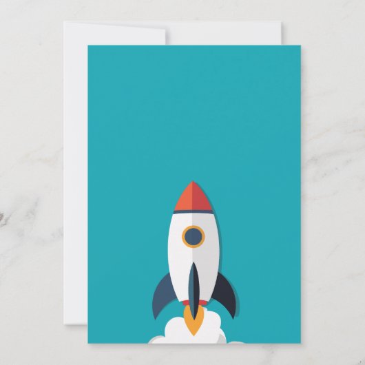 Foto0 Rocket Spaceship Boy Verjaardagsuitnodiging Kaart (Achterkant)