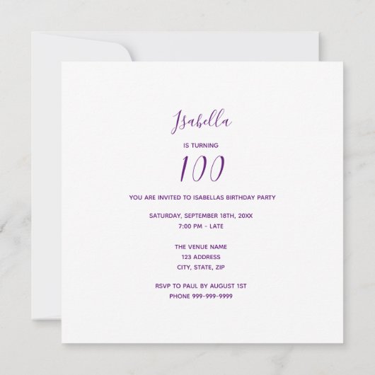 Foto 100e verjaardag hallo 100 kaart (Achterkant)