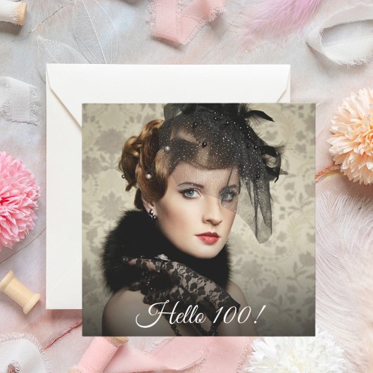 Foto 100ste verjaardagsfeestje hallo 100 kaart