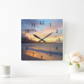 Foto 110 Beach oceanische zonsondergang Vierkante Klok (Huis)