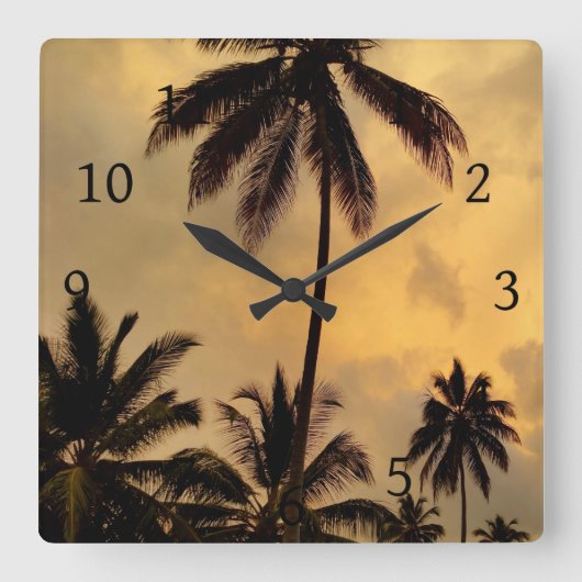 Foto 11 palmbomen vierkante klok (Voorkant)