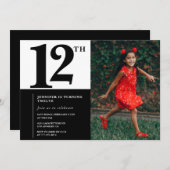 Foto 12e verjaardag uitnodigingen Elegant Chic (Voorkant / Achterkant)