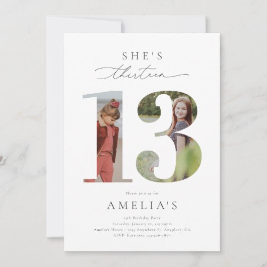 Foto 13e verjaardag uitnodiging (Voorkant)