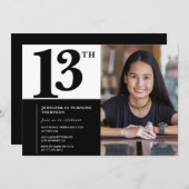 Foto 13e verjaardag uitnodigingen Elegant Chic (Voorkant / Achterkant)