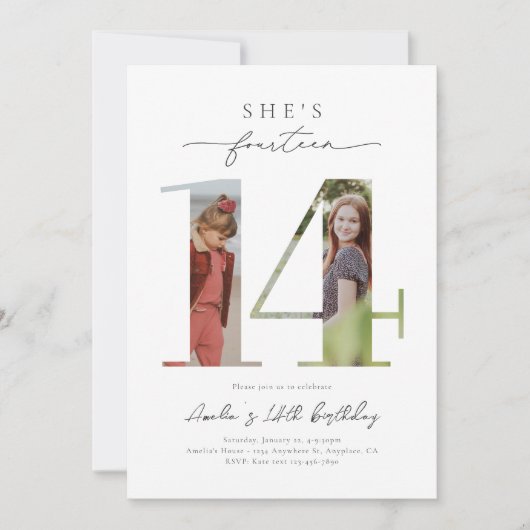 Foto 14e verjaardag uitnodiging (Voorkant)