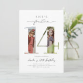 Foto 14e verjaardag uitnodiging (Staand voorkant)