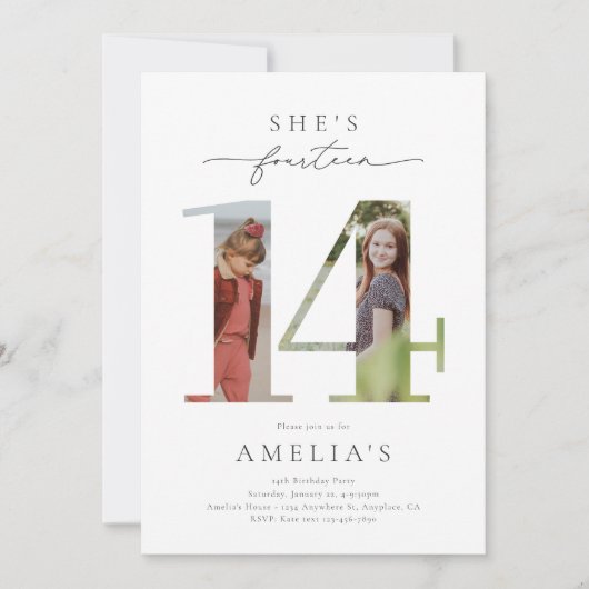 Foto 14e verjaardag uitnodiging (Voorkant)