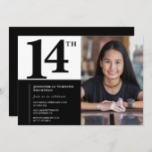 Foto 14e verjaardag uitnodigingen Elegant Chic (Voorkant / Achterkant)