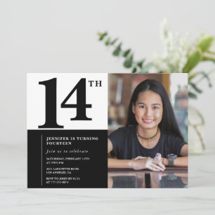 Foto 14e verjaardag uitnodigingen Elegant Chic