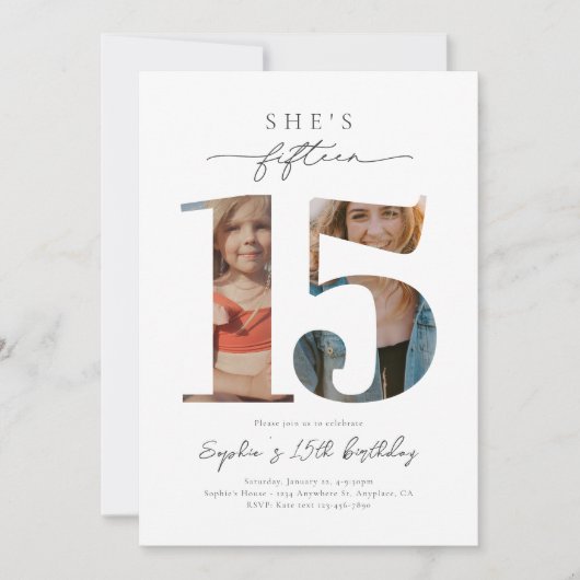 Foto 15e verjaardag uitnodiging (Voorkant)
