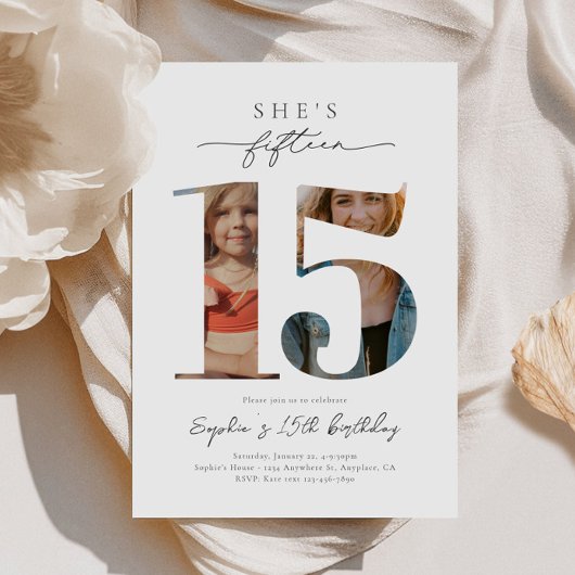 Foto 15e verjaardag uitnodiging