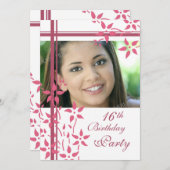 Foto 16th Birthday Party Invitations Kaart (Voorkant / Achterkant)