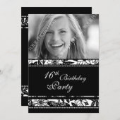 Foto 16th Birthday Party Invitations Kaart (Voorkant / Achterkant)